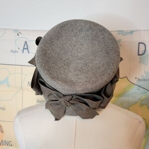 Vintage Hat By Ritz Elegant Gray Wool Hat with Bow